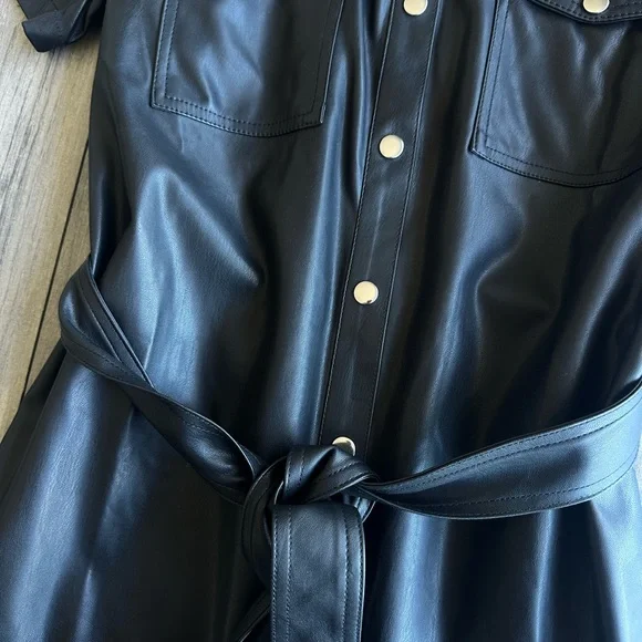 LoveTree Black Faux Leather Mini Dress - Picture 3 of 8